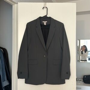 H&M Single Breasted Blazer Jacket in Dark Green (Only Worn ONE Time)